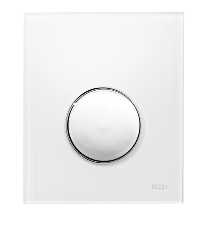 Tece loop Urinal-Betätigungsplatte Kst, mit Kart. weiss glzd, Taste chrom glzd, 120 x 100 mm, Farbe weiß, chrom Bild 1