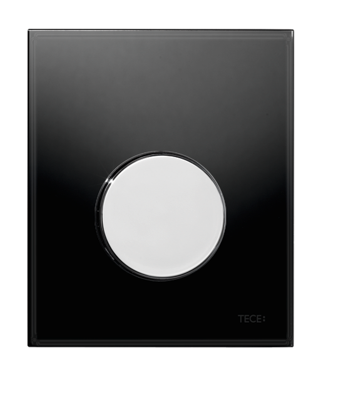 Tece loop Urinal-Betätigungsplatte mit Kart. Gl. sch. glzd. Taste Chr. glzd, 124 x 104 mm, Farbe schwarz, chrom Bild 1