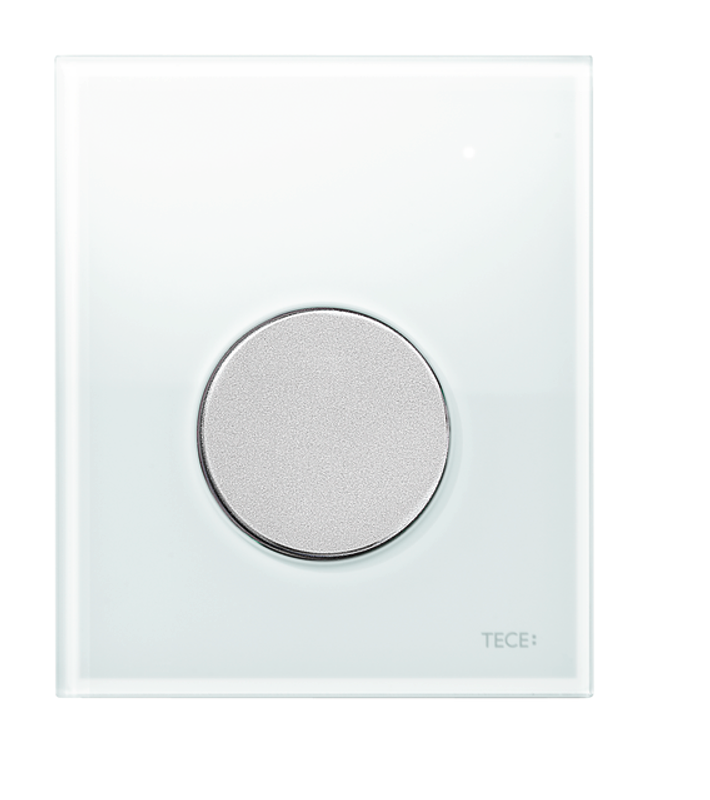 Tece loop Urinal-Betätigungsplatte mit Kart. Gl. weiss glzd. Taste chrom, 124 x 104 mm, Farbe weiß Bild 1