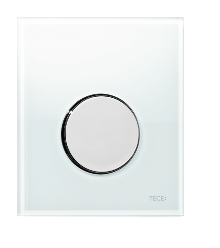 Tece loop Urinal-Betätigungsplatte mit Kart. Gl. weiss glzd. Taste Chr. glzd, 124 x 104 mm, Farbe weiß, chrom Bild 1