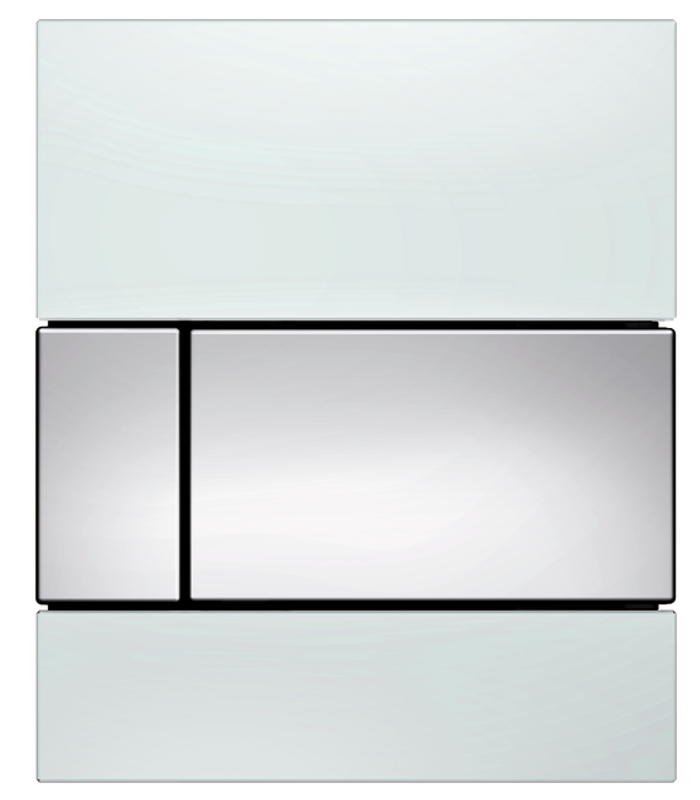 Tece square Urinal-Betätigungsplatte Glas weiss, Tasten chrom glaenzend, 124 x 104 mm, Farbe weiß, chrom Bild 1