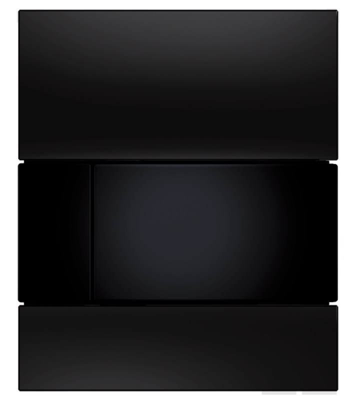 Tece square Urinal-Betätigungsplatte, mit Kart, Glas schw. glzd. Taste schw. glzd, 124 x 104 mm, Farbe schwarz, chrom Bild 1