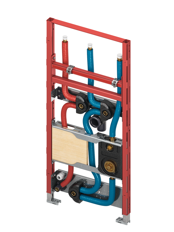 Tece profil Waschtischmodul zum Anschluss Durchlauferh. inklusive Montagebl, BH1120 mm, Farbe rot Bild 1