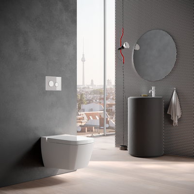 Tece loop WC-Betätigungsplatte Glas, Tasten gold, Farbe schwarz Bild 3