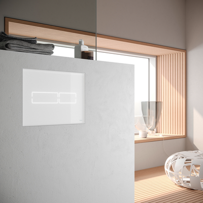 Tece lux Mini WC-Betätigungsplatte, elektr berührungslos, 2-Mengen, Glas, 150 x 150 x 8 mm, Farbe weiß Bild 3