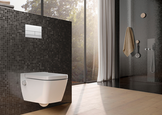 Tece one Wand-Tiefspül-WC, spülrandlos, mit Duschfunktion, 350 x 540 x 358 mm, Farbe weiß Bild 3