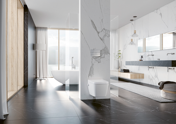 Tece one Wand-Tiefspül-WC, spülrandlos, mit Duschfunktion, 350 x 540 x 358 mm, Farbe weiß Bild 5
