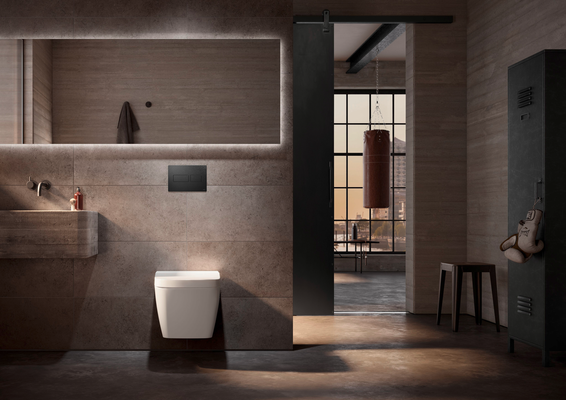 Tece solid WC-Betätigungsplatte, für Zweimengentechnik, 150 x 220 mm, Farbe schwarz Bild 6
