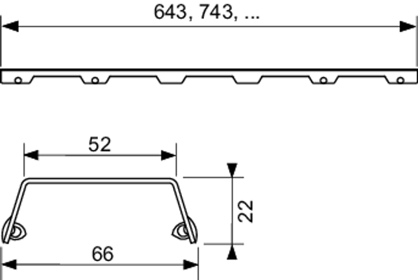 Tece drainline Designrost "steel II", Edelstahl gebürstet, 1500 mm, 22 x 1443 x 66 mm, Farbe Edelstahl-Optik (silber) Bild 5