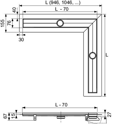 Tece drainline Winkelrinne, mit Seal System Dichtband, 1000 x 1000 mm Bild 3