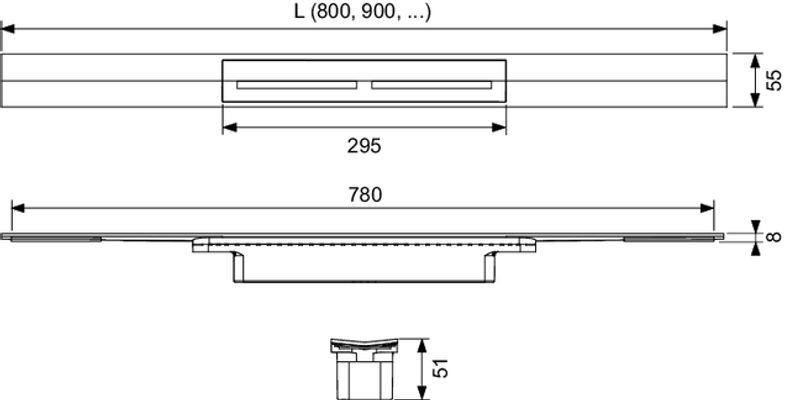 Tece drainprofile Duschprofil, 1200 mm, Edelstahl poliert, 51 x 1200 x 55 mm, Farbe Edelstahl-Optik (silber) Bild 6