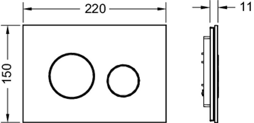 Tece loop WC-Betätigungsplatte Zweimengen Glas schw. glzd. Tasten schw. glzd, 150 x 220 mm, Farbe schwarz Bild 3