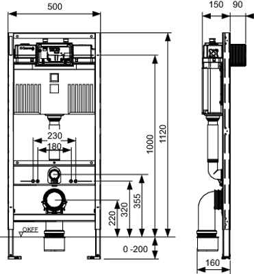 Tece profil WC-Modul, mit Uni-Spülkasten, mit Hygienespülung, Bauhöhe 1120 mm, 1120 x 500 mm Bild 3