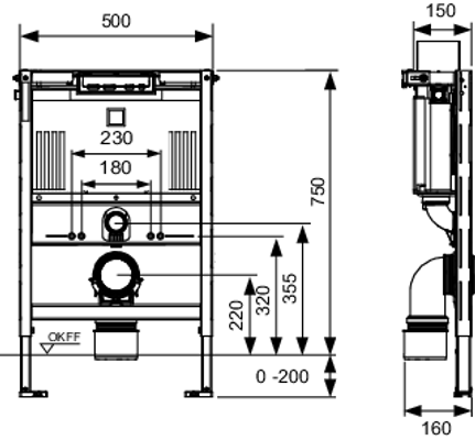 Tece profil WC-Modul, mit Uni 750-Spülkasten, Bauhöhe, 750 mm Bild 3
