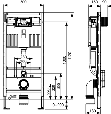 Tece profil WC-Modul, mit Uni-Spülkasten, Bauhöhe, 1120 mm Bild 3