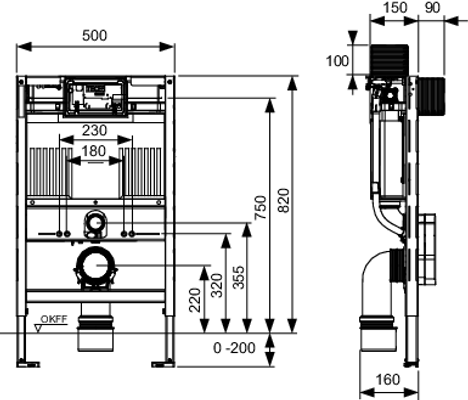 Tece profil WC-Modul, mit Uni-Spülkasten, Bauhöhe, 820 mm Bild 3