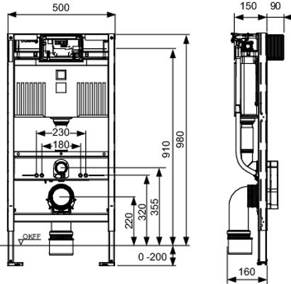 Tece profil WC-Modul, mit Uni-Spülkasten, Bauhöhe, 980 mm Bild 3