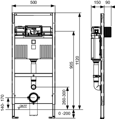 Tece profil WC-Modul, mit Uni-Spülkasten, für Kinder-Stand-WC, Bauhöhe, 1120 mm Bild 3
