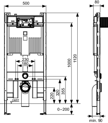 Tece profil WC-Modul, mit Octa II-Spülkasten 8 cm, Bauhöhe, 1120 mm Bild 3