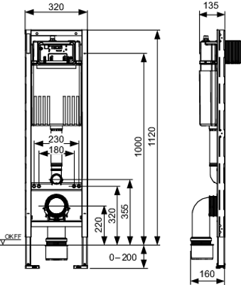 Tece profil WC-Modul, mit Compact 320-Spülkasten, Bauhöhe 1120 mm, 1120 x 320 x 160 mm, Farbe rot Bild 3
