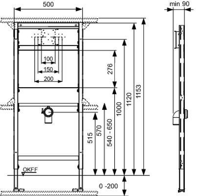 Tece profil Waschtischmodul für Ausgussbecken, BauHöhe: 1120 mm, 1120 x 500 x 90 mm Bild 3