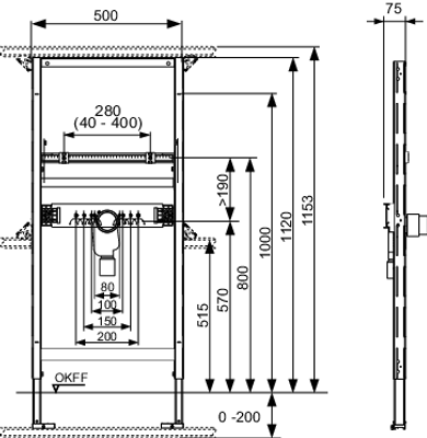 Tece profil Universalmodul für Waschtisch BauHöher 1120 mm, mit UP-Geruchsverschl, 1120 x 500 x 75 mm, Farbe rot Bild 3