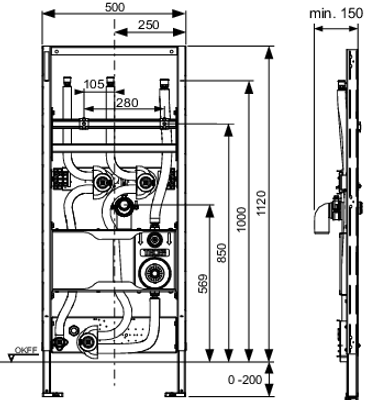 Tece profil Waschtischmodul zum Anschluss Durchlauferh. inklusive Montagebl, BH1120 mm, Farbe rot Bild 3
