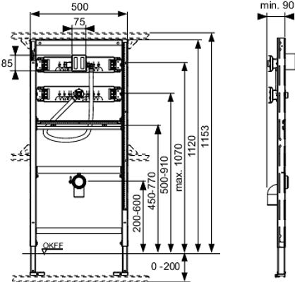 Tece profil Urinalmodul, mit TECE-Spülergehaeuse, 1120 x 500 x 90 mm Bild 3