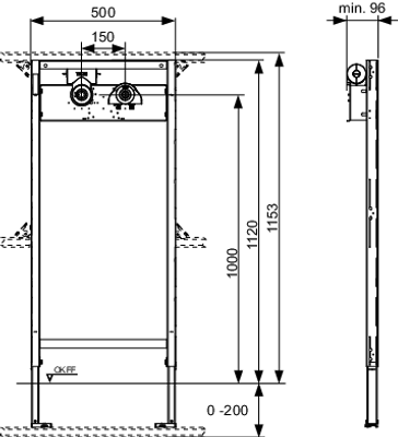 Tece profil Bad-/Dusch Modul, BH 1120 mm, mit Hygienebox, U-Doppel WS, vorgedaemmt Bild 3