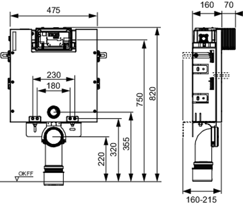 Tece box WC-Modul, mit Uni-Spülkasten und Fliesentraeger-Front, Bauhöhe, 820 mm Bild 3