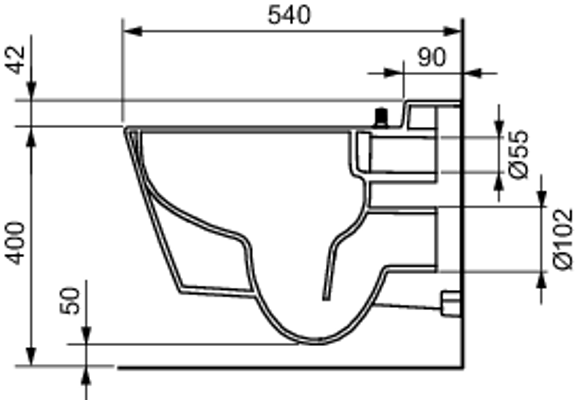 Tece one Wand-Tiefspül-WC, spülrandlos, mit Duschfunktion, 350 x 540 x 358 mm, Farbe weiß Bild 8