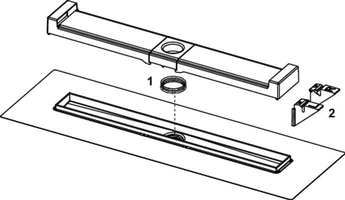 Tece drainline-Evo Duschrinne, 900 mm befestigte Seal System Dichtmanschette, 68 x 893 x 111 mm, Farbe silber Bild 2
