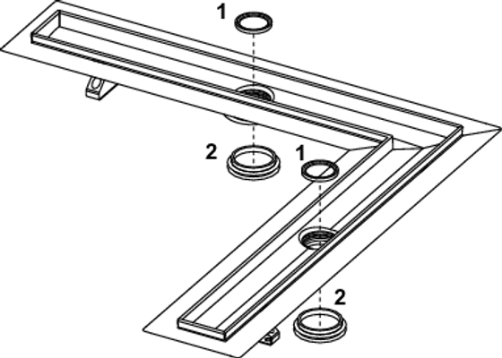 Tece drainline Winkelrinne, mit Seal System Dichtband, 1000 x 1000 mm Bild 2