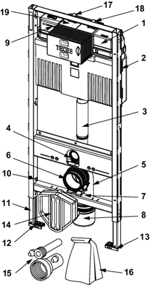 Tece profil WC-Modul, mit Uni-Spülkasten, mit Hygienespülung, Bauhöhe 1120 mm, 1120 x 500 mm Bild 2
