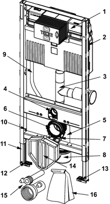 Tece profil WC-Modul, mit Uni-Spülkasten, mit Ansch. für Geruchsabs, Bauh, 1120 mm Bild 2
