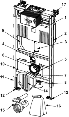 Tece profil WC-Modul, mit Uni-Spülkasten, Bauhöhe, 980 mm Bild 2