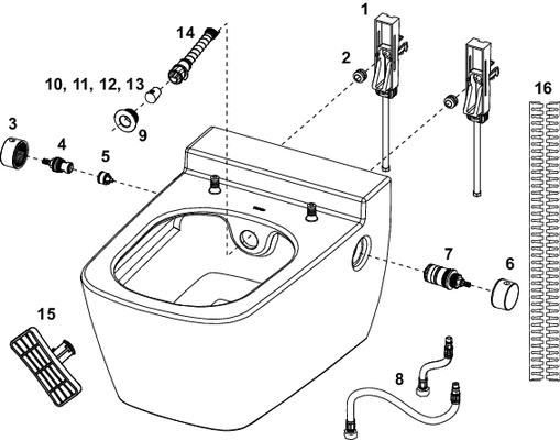 Tece one Wand-Tiefspül-WC, spülrandlos, mit Duschfunktion, 350 x 540 x 358 mm, Farbe weiß Bild 2