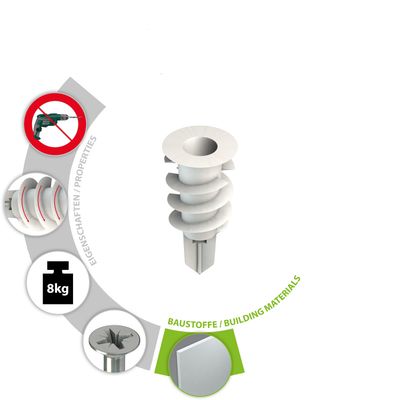Tox Gipskartondübel GDK 32 Kunststoff für Schrauben 4,5 mm, je 50 Stück, 32 x 23 mm Bild 3
