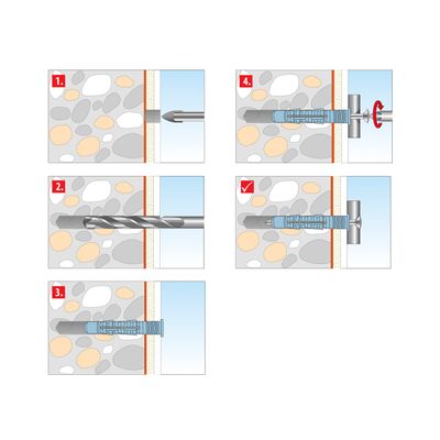 Tox Allzweck-Dichtdübel Aqua Stop Pro, mit Nirosta Schraube 8/50 je 20 Stück, Farbe blau Bild 4