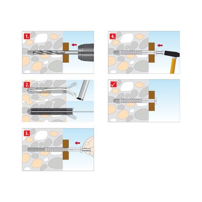 Tox Nageldübel LSN / ZK 6/50 Nagel 4 x 58 mm mit Schlagschutz mit flachem Zylinderkopf, 60 mm Bild 4