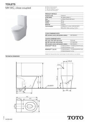 Toto Stand-WC MH randlos weiss Tornado Flush Tiefspüler, 410 x 392 x 704 mm, Farbe weiß Bild 5