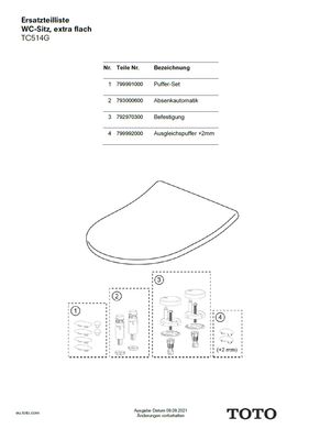 Toto Ausgleichspuffer +2 mm MH slim / RP/RP compact / SP/GP, für WC-Sitz Bild 2