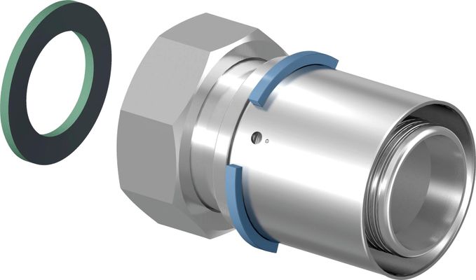 Uponor S-Press Verschraubung 40 mm x 1 1/2" IG, Messing verzinnt, 77 mm, Material Messing Bild 2