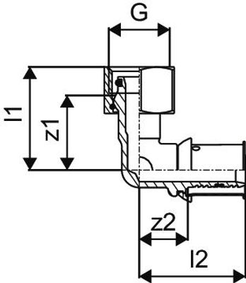 Uponor S-Press PLUS SK-Winkelverschraub. Geberit 16 mm x 1/2" IG, Messing verzinnt, Material Messing Bild 3