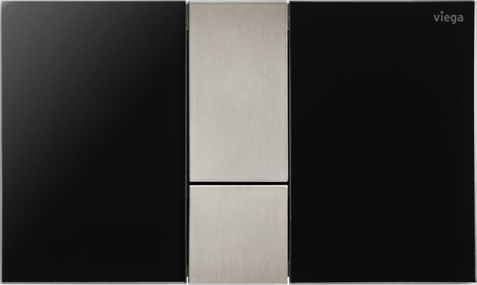 Viega WC Betätigungsplatte VfS 24 8614.1 Acryl tiefschwarz / edelstahlfarben, 130 x 220 x 6 mm, Farbe Edelstahl-Optik (silber) Bild 3