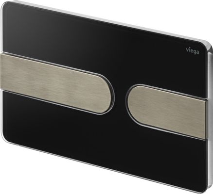 Viega WC Betätigungsplatte VfS 23 8613.1 Acryl tiefschwarz / edelstahlfarben, 130 x 220 x 6 mm, Farbe Edelstahl-Optik (silber) Bild 2