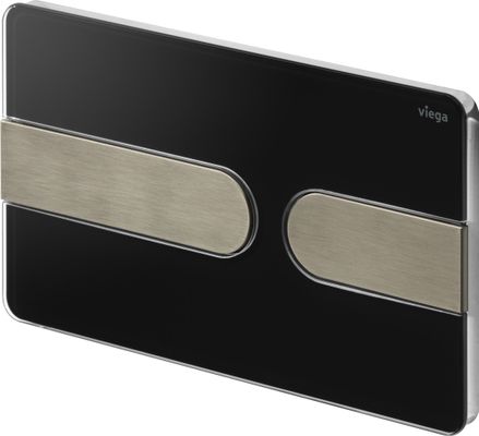 Viega WC Betätigungsplatte VfS 23 8613.1 Acryl tiefschwarz / edelstahlfarben, 130 x 220 x 6 mm, Farbe Edelstahl-Optik (silber) Bild 4