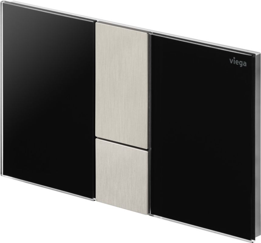 Viega WC Betätigungsplatte VfS 24 8614.1 Acryl tiefschwarz / edelstahlfarben, 130 x 220 x 6 mm, Farbe Edelstahl-Optik (silber) Bild 1