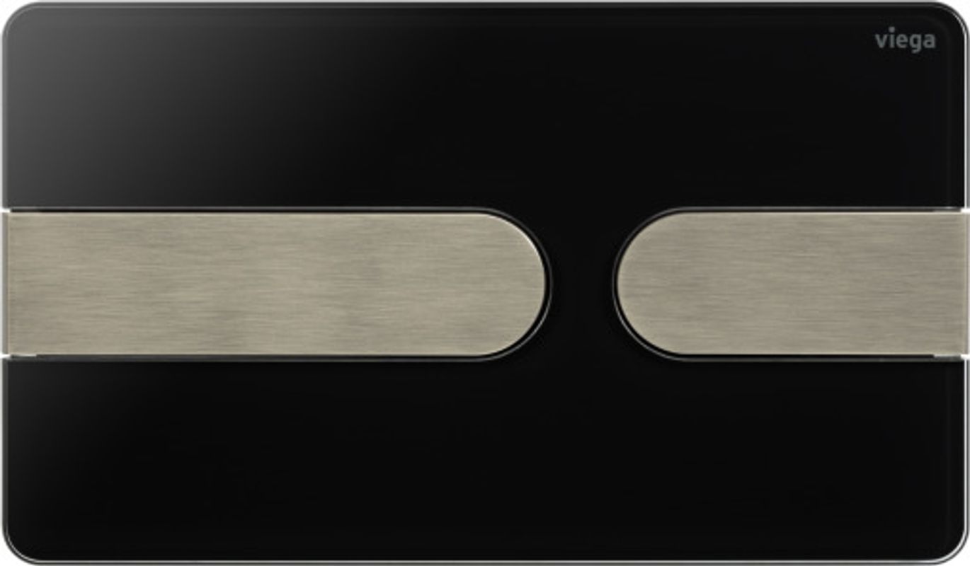 Viega WC Betätigungsplatte VfS 23 8613.1 Acryl tiefschwarz / edelstahlfarben, 130 x 220 x 6 mm, Farbe Edelstahl-Optik (silber) Bild 1