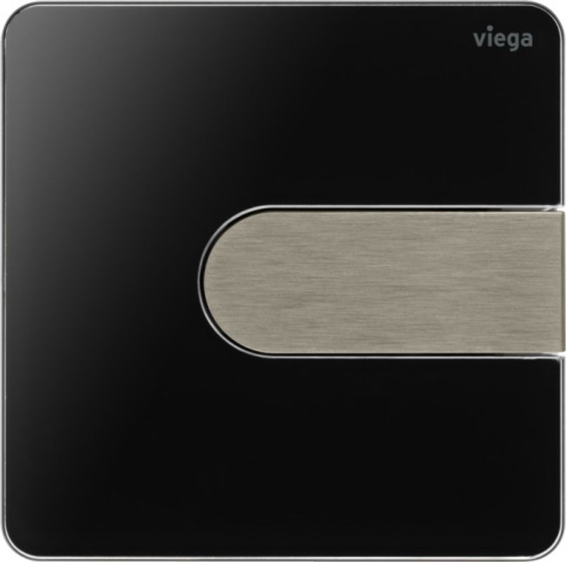Viega Urinal Betätigungsplatte VfS 23 8613.2 Acryl tiefschwarz / edelstahlfarben, 130 x 130 x 6 mm, Farbe Edelstahl-Optik (silber) Bild 1